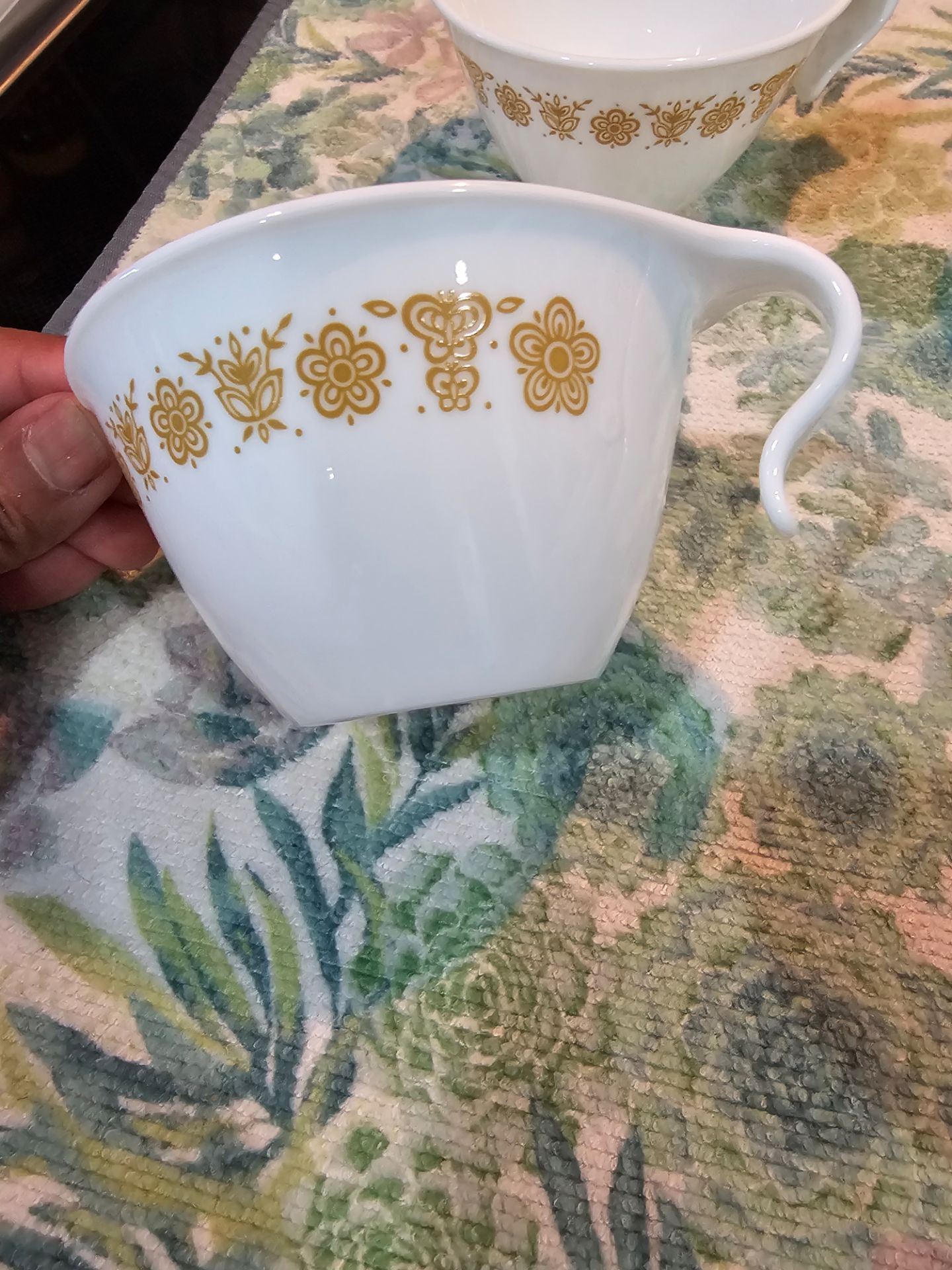 Vintage Corelle Butterfly Gold hooked mugs
