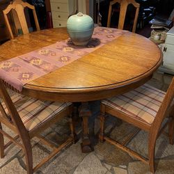 Antique Dining Room Table With Extensions And Chairs