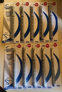 Journaling by Inc. Micro Tip Brush Pen, Blue Ink -10 Pack