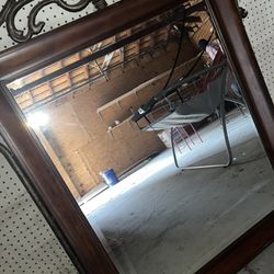 Antique Wooden Steel Mirror