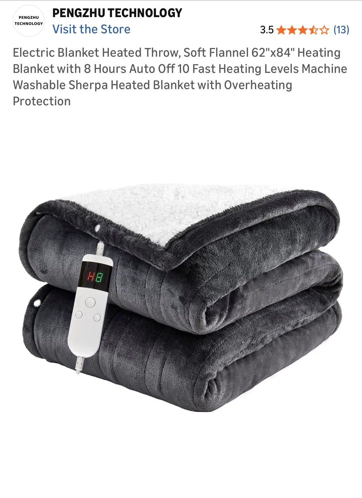 Electric blanket 62"x84"