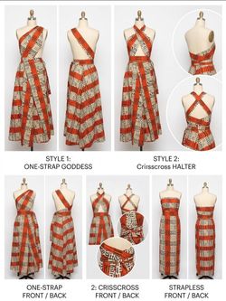 Convertible Wrap Dress Rust Tribal Print