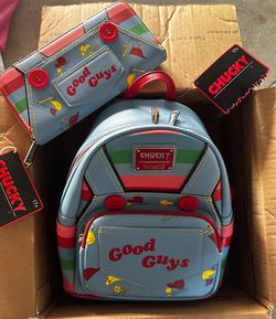 Loungefly Chucky Good Guys Overalls Mini Backpack and wallet
