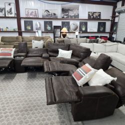 Large Brown Power Reclining Sectional Couch  🚛 SAME DAY DELIVERY AVAILABLE  🚚