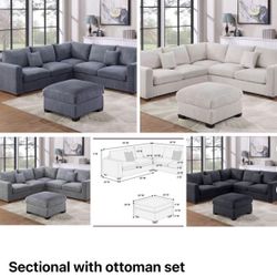 Sectional With Ottoman Set 