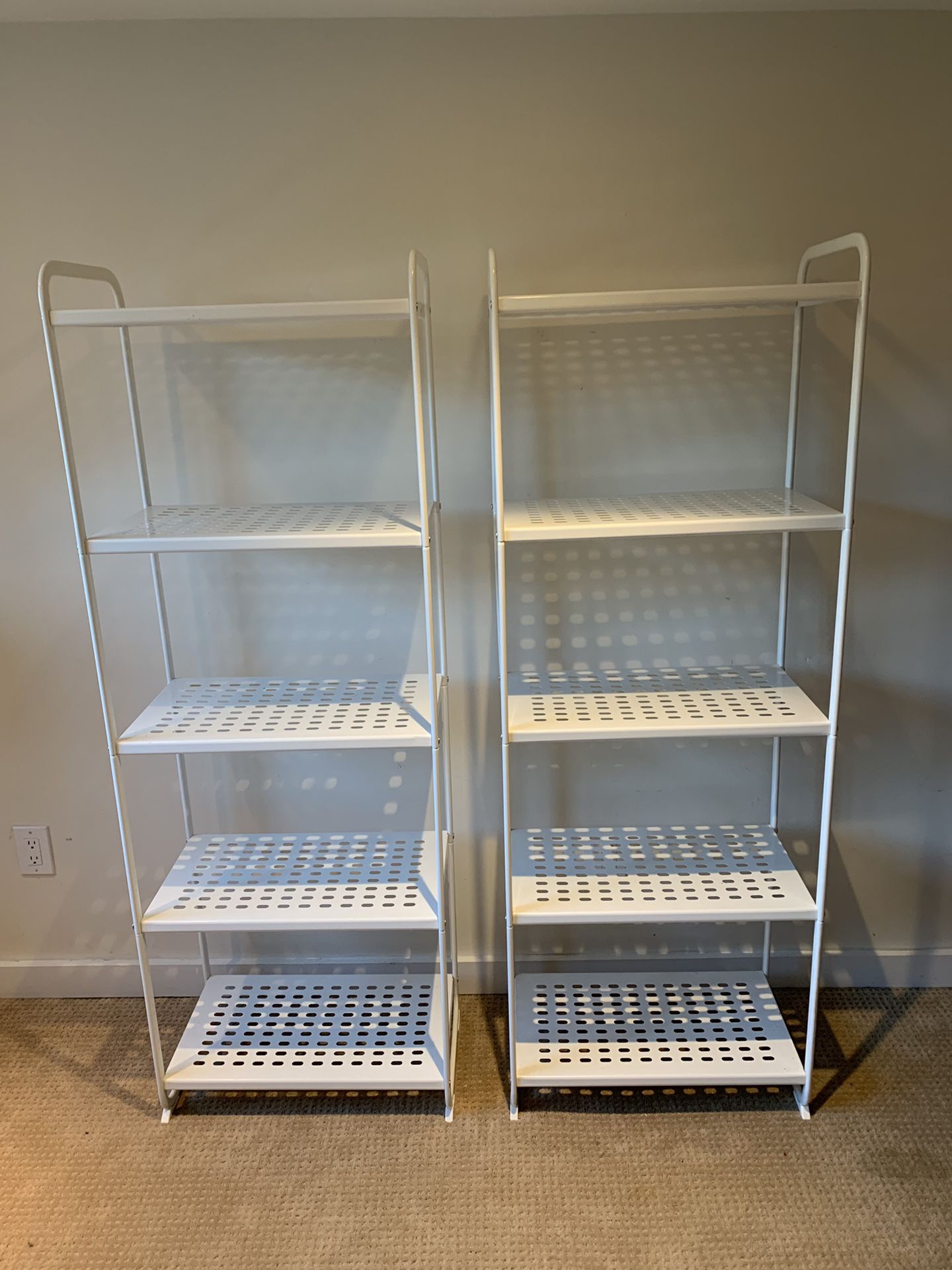 Two white metal shelves IKEA