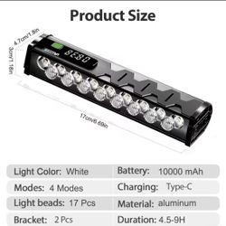Ultra Bright 10000mah Rechargeable Battery Bike Ebike Scooter Light New