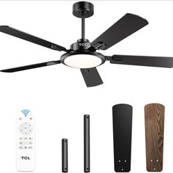 TCL Ceiling Fans with Lights, 52 Inch Ceiling Fan with Light and Remote Control, Reversible DC Motor, Noiseless, Dimmable 36W LED, Modern Ceiling Fan 