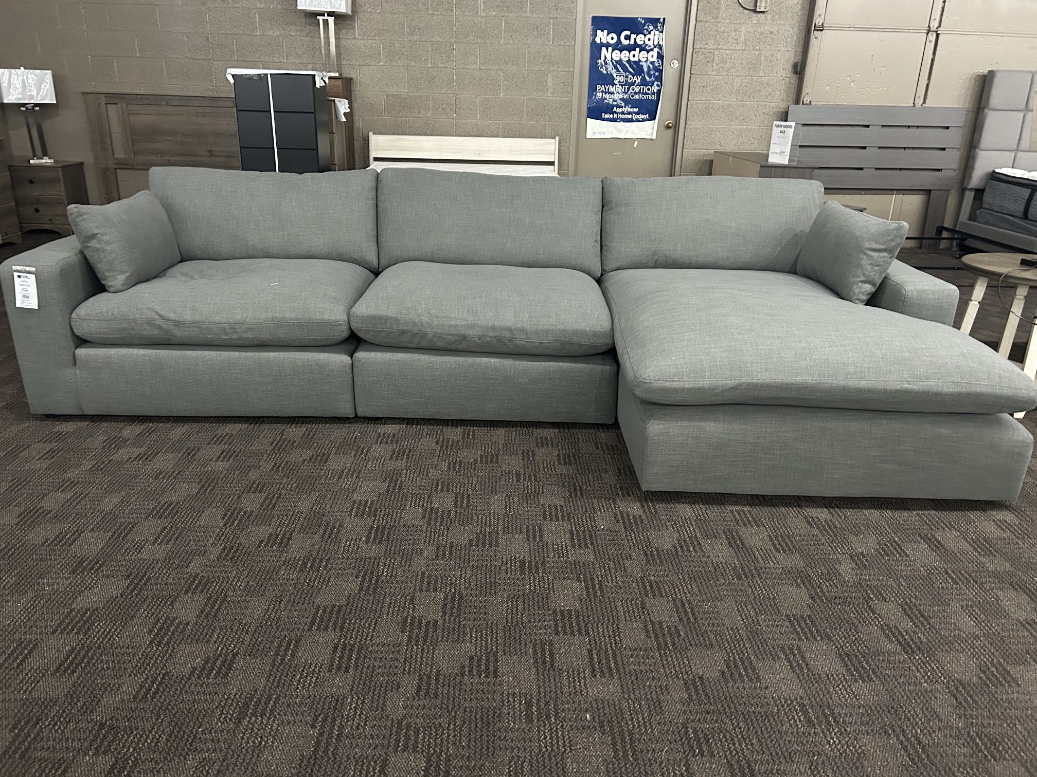 Grey Cloud feather Down Sectional Couch 