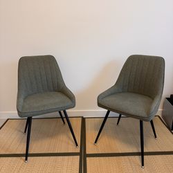 LIKE NEW ⚡️Olive Green Upholstered Dining Chairs – Set of 2