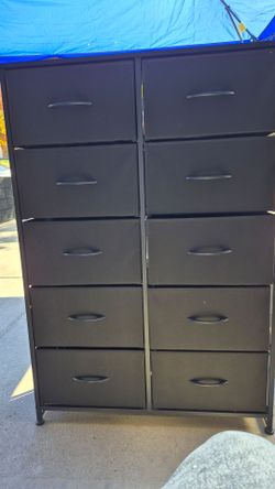 Black 10-Drawer Fabric Dresser