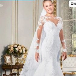 White Luxury Lace Long Sleeve Mermaid Wedding Dress