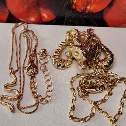 #1649, 14K GP LOT OF BEAUTIFUL NECKLACES AND PENDANT
