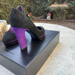 Sergio Rossi, Black/ Purple  suede  pumps ,  Size 37 