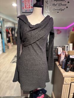 NWOT Boohoo rib, knit, cowl neck dress
