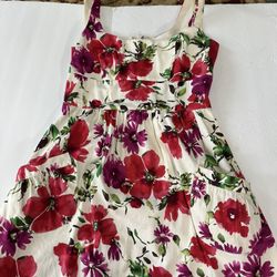 B. Smart Sundress Colorful Floral Pockets Size 10 Stretch Great Condition 