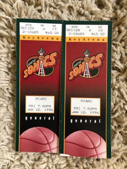 Seattle SuperSonics ticket stubs Jan 12th 1996!