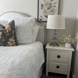 Two White Nightstands, End Tables, Side Tables