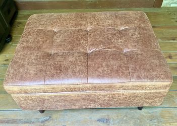 Large Storage Ottoman Leather Look Lift Top Coffee Table 