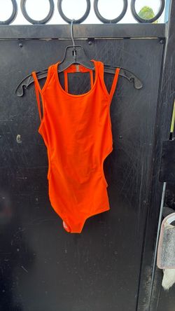 Women's Neon Orange High Neck Cutout One-Piece Swimsuit