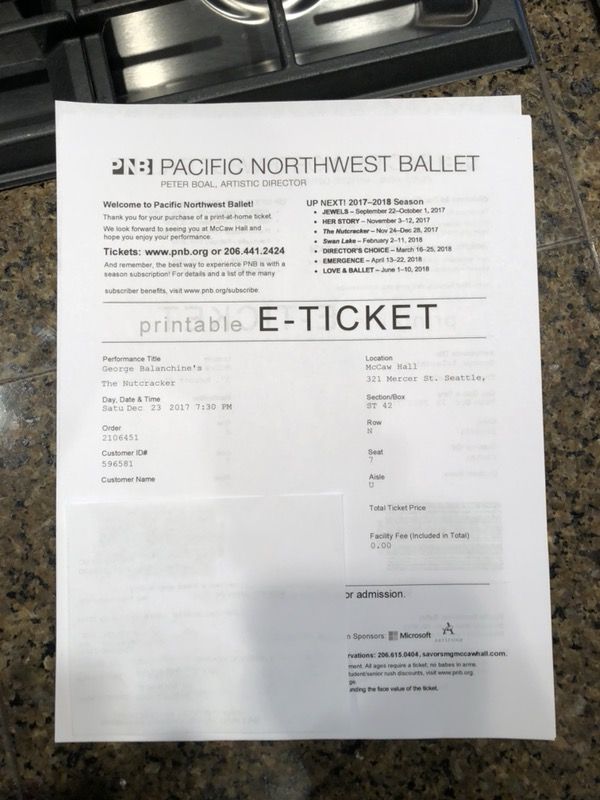 Pacific Northwest Ballet, The Nutcracker - ONE Ticket on Saturday December 23, 2017 @ 7:30pm