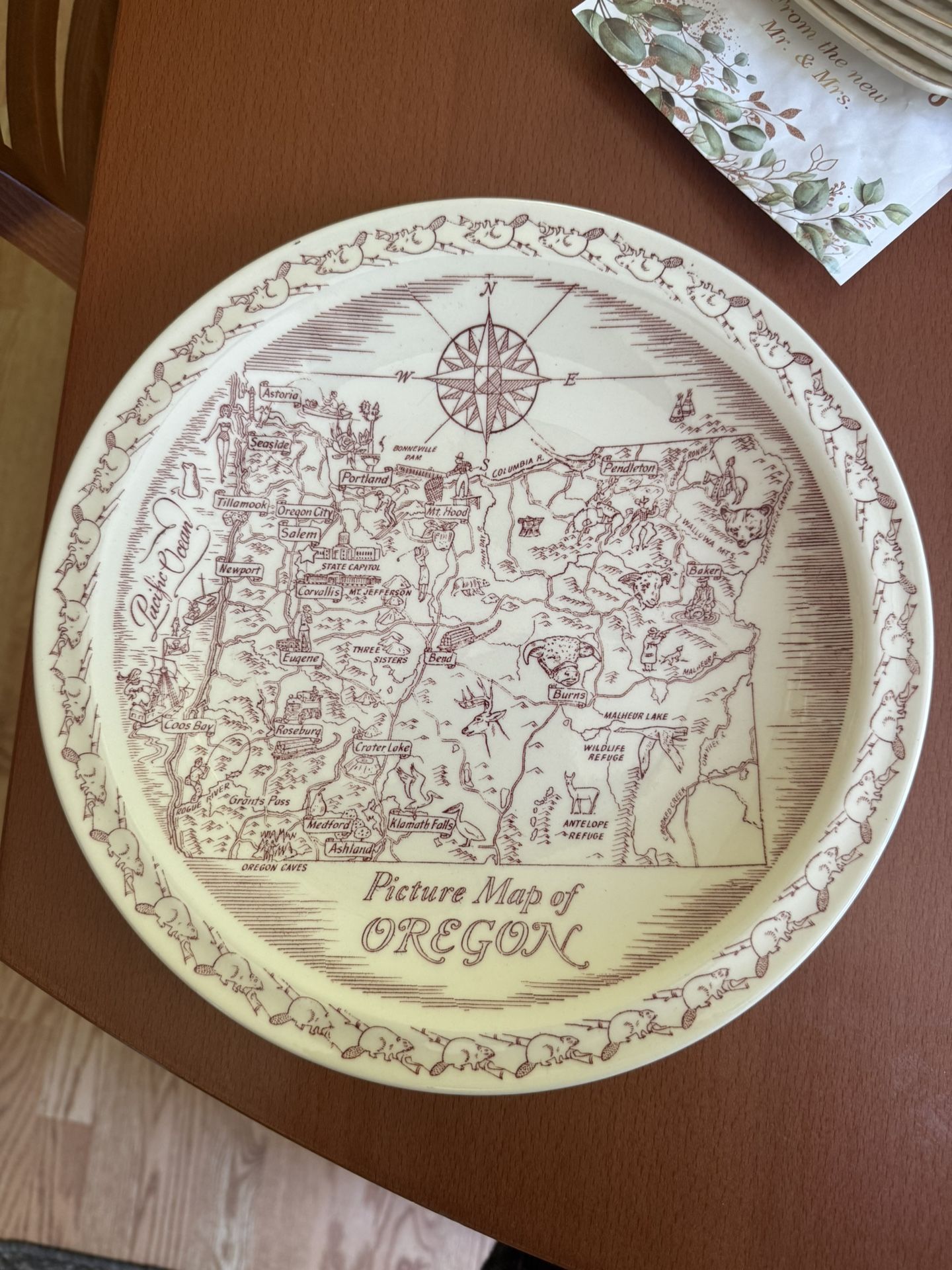 Vernon Kilns Oregon Picture Map Plate