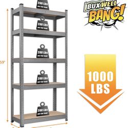 5-Tier Metal Storage Shelves, Adjustable - New In Box