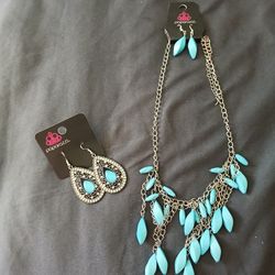 Ladies Silver And Light Blue Set