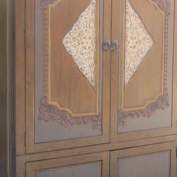 Carved Wood Chest Armoire 