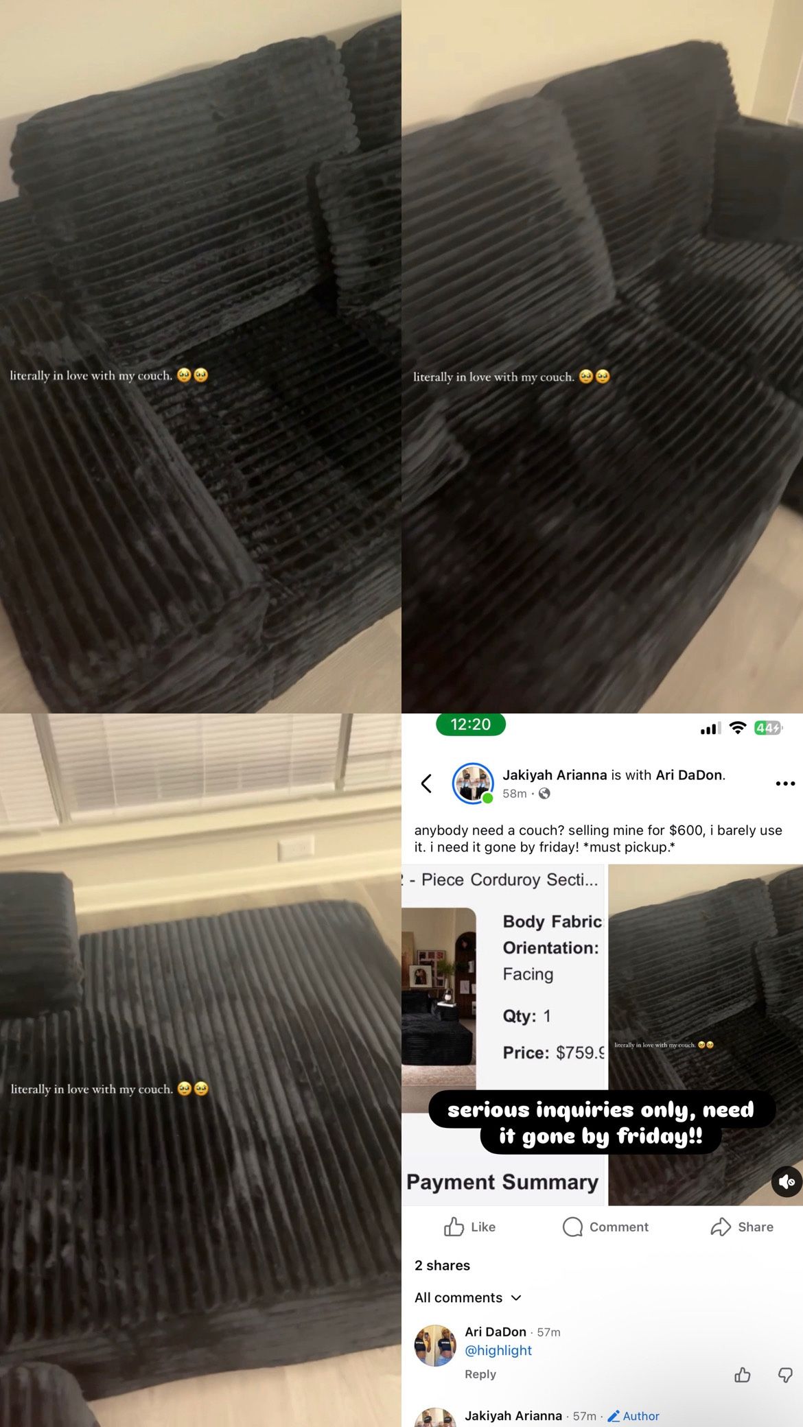 wayfair 2 piece black sectional.