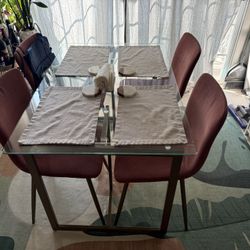 Dining Set Glass Table And 4 Chairs 