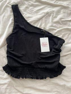 Black Half Halter Top Size Large New 