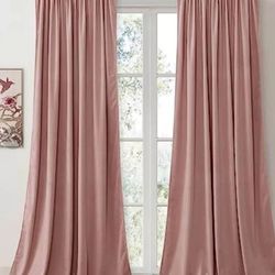 52x84” Pink Velvet Blackout Curtains 