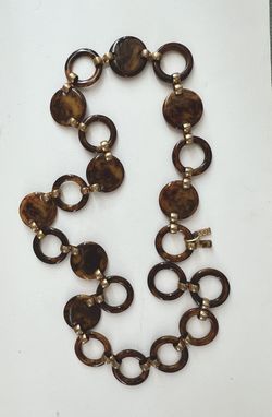 Vintage YSL Yves Saint Laurent Faux Tortoise Lucite Chain Necklace Belt Length: 38"