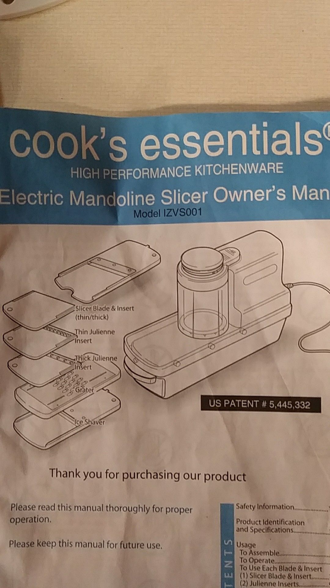 Cook's Essentials Electric Mandoline Slicer