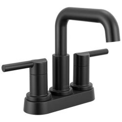 Delta Nicoli Centerset Matte Black Bathroom Faucet, 4 Inch 3 Hole Bathroom