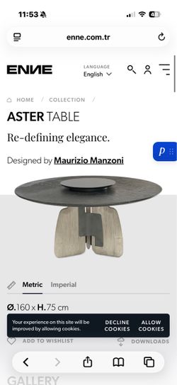 ENNE Aster Dining Table by Maurizio Manzoni – 63” – Designer Dining Table