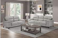Brand new silver gray real leather sofa + loveseat 2PCs set