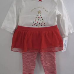 Carter's Christmas Infant Girls 3 M Merry & Bright Bodysuit Tutu Pant Set CLEA20