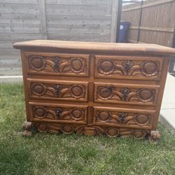 Solid Wood Carved Dresser 