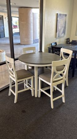 Farmhouse Dining Table Set With 4 Chairs