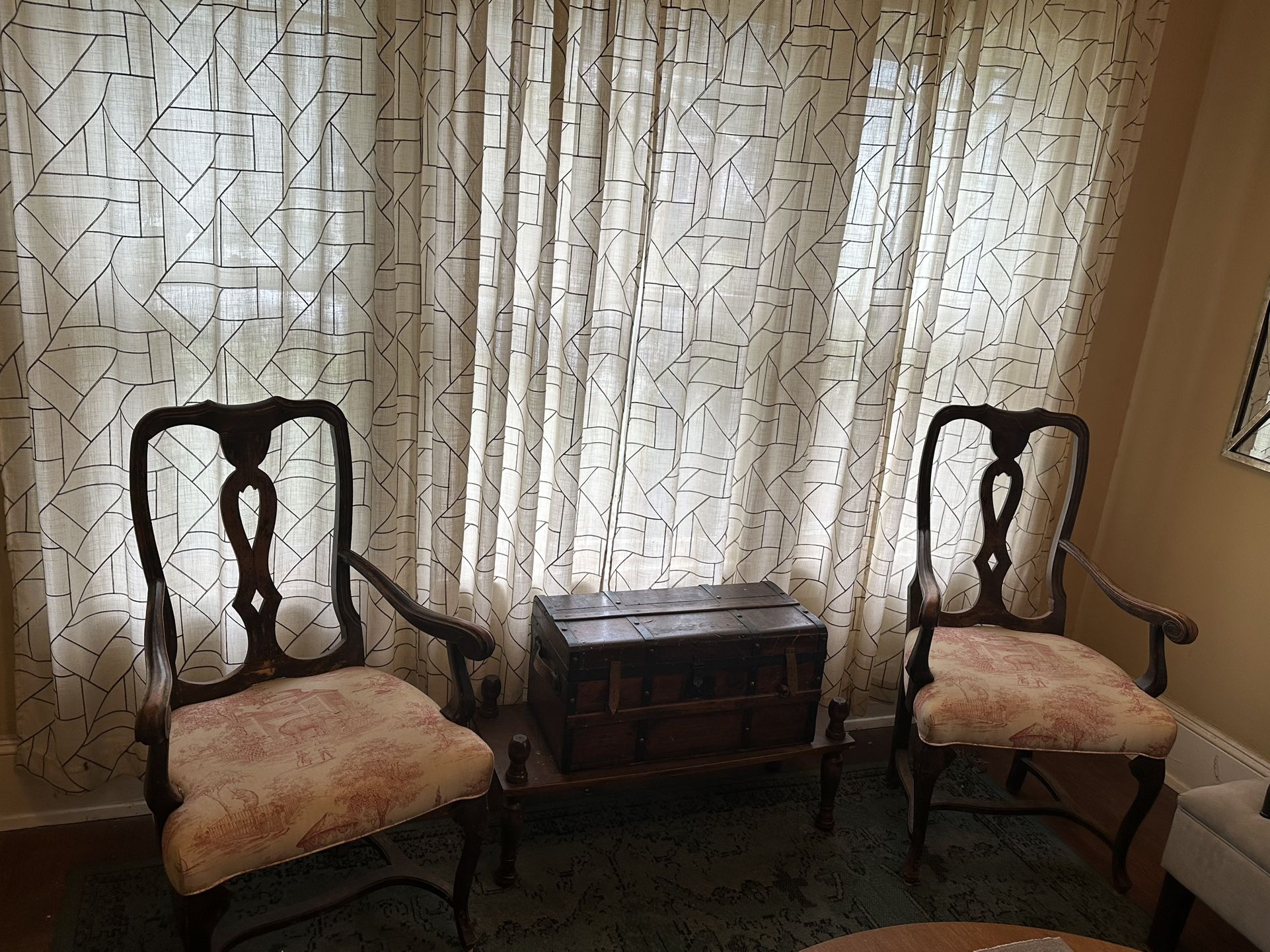 Pair of Very Large Vintage Wooden/ Upholstered ArmChairs. Shabby Chic Distressed/ Or Refinish