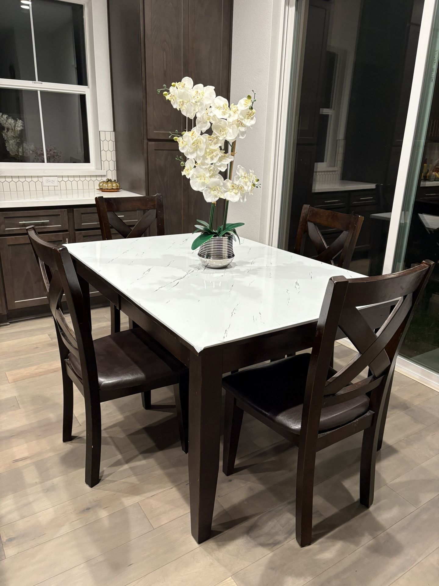 5-Piece Solid Wood Dining Table and Chair Set in Good Condition