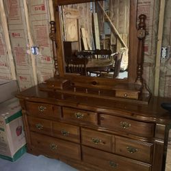 Large Dresser With Mirror Seven Drawers