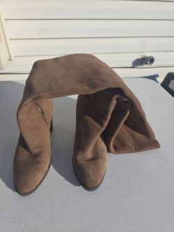 Nine West Brown Suede Slouch Ankle Boots Block Heel Women's Size 5.5M