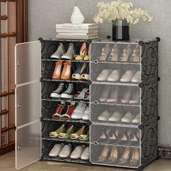 Jomifin Shoe Rack Storage Cabinet with Doors, Portable Shoes Organizer,Expandable Standing Rack, Storage(x028)