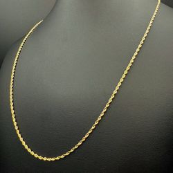 14k solid yellow gold 22.5” Rope chain Necklace 1.7mm