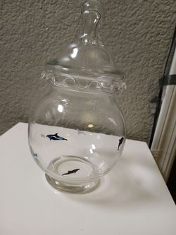 Ruffled dolphin glass jar