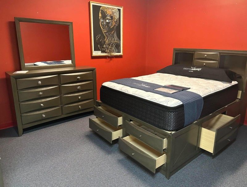 Emily Gray Storage Platform Bedroom Set Queen Or King Set 