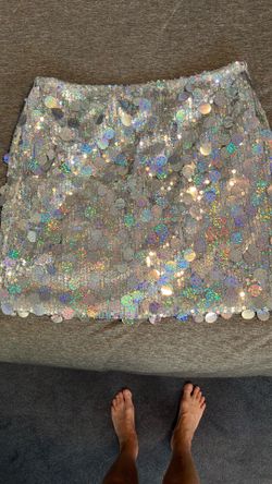 Silver Sequin Skort